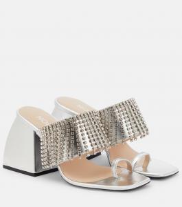 Сандалии из кожи с декором Preston Nodaleto, Silver Metallic Nappa