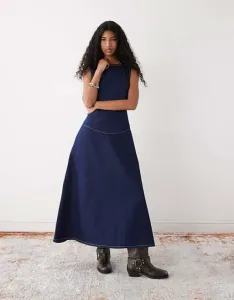 Сарафан макси из денима с заниженной талией Reclaimed Vintage