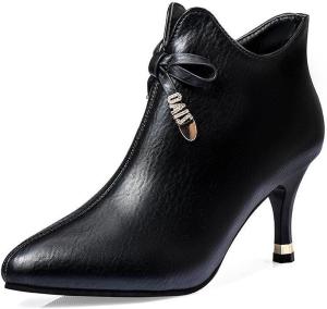 Женские сексуальные ботильоны FANFENG с заостренным носком на высоком каблуке, модные элегантные туфли для вечеринок и свадеб, женские туфли-лодочки на шпильке, короткие модные ботильоны для платья (Цвет: черный, размер обуви: 5,5)