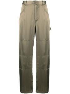 Dion Lee атласные брюки прямого кроя, зеленый