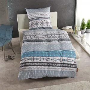 Фланелевое постельное белье Dream Sleep Snowflanes Blue 155x220 см + 80x80 см Traumschlaf