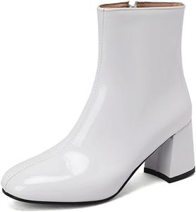 Женские ботинки MRKEWUNEY Fashion Go Go с массивным каблуком, на щиколотку, с боковой молнией, ботильоны для платья, 305 White