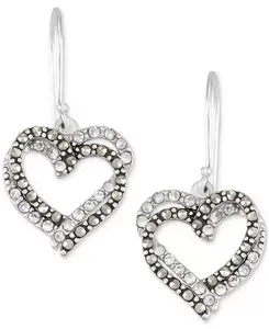 Серьги-Подвески в форме двойного сердца с переплетающимися кристаллами и марказитом из стерлингового серебра Macy'S, marcasite