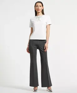 Женская футболка с кристальным бантом на воротнике Isaac Mizrahi, белый