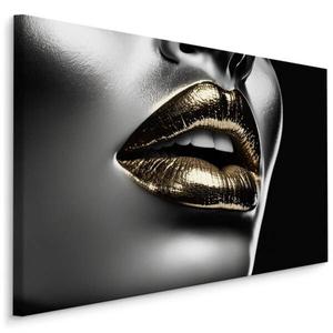 Картина на холсте Muralo Abstrakte LIPPEN Gesicht 3D, 90x60x60 см цвет schwarz/grau/weiß