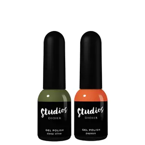 Набор: гибридный лак темно-оливковый, 8 мл + гибридный лак папайя, 8 мл Didier Lab