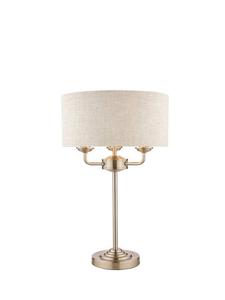 Настольная лампа Sorrento с 3 рожками Laura Ashley, Satin Nickel/Natural