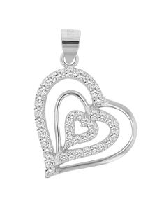 Adeliás Женский кулон в форме сердца из серебра 925 пробы с кубическим цирконием в серебряной оправе