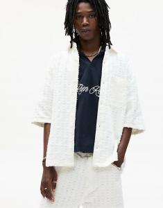 Текстурированная рубашка с короткими рукавами Pull&Bear цвета «бежевый».