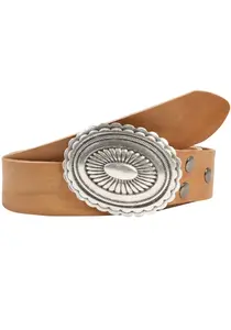 LIFEBURG by showroom Ремень кожаный 019° со сменной застежкой "Mandala Silver" Rettungsring By Showroom 019°, цвет Cognac