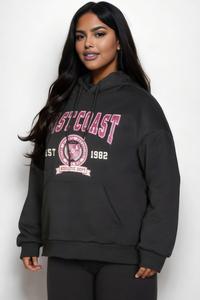 Женская толстовка больших размеров с графическим принтом, карманом-кенгуру и завязками TRUEDAMES, черный