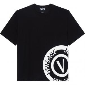 Футболка из хлопка с логотипом VERSACE JEANS COUTURE, черный