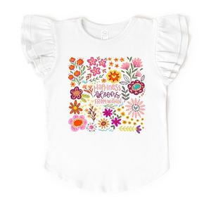 Футболка с рукавами-крылышками Happiness blooms from within The Juniper Shop, White