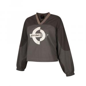 Jordan Женская толстовка серого цвета с V-образным вырезом, средней толщины