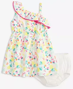 Платье и блумеры для девочки с принтом "Fruit Toss", комплект из 2 предметов First Impressions, белый
