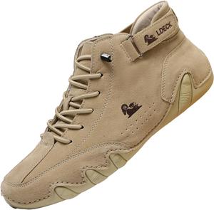 Мужские и женские водительские туфли ретро из замши и кожи, ботинки челси до щиколотки, водонепроницаемые, высокие, с нескользящей подошвой, дышащие, ортопедические, итальянской ручной работы, шнуровка, повседневная прогулочная обувь Lghlmcl, хаки