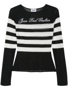 Jean Paul Gaultier джемпер в полоску с вышитым логотипом, черный