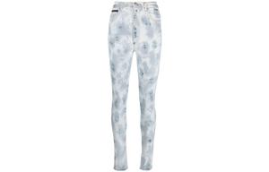 Джинсы-джеггинсы с высокой талией в технике тай-дай PHILIPP PLEIN, синий