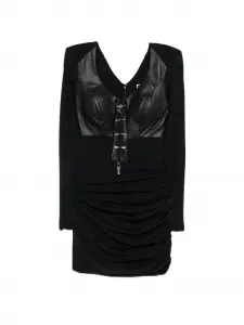 Платье с металлическим декором и кожаными вставками Mitiliane Couture, черный