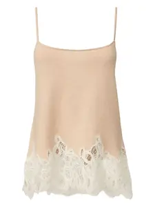 Трикотажный топ с кружевом Fabiana Filippi, нейтральный