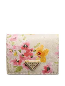 Кошелек с цветочным принтом Prada, нейтральный