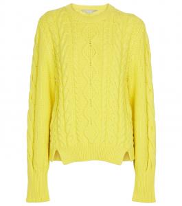 Свитер из хлопчатобумажной смеси с косой вязкой Stella McCartney, Lemon