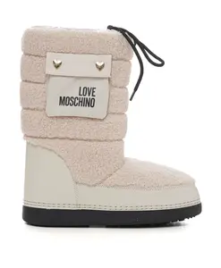 Стеганые зимние сапоги из мягкой ткани. Love Moschino, белый