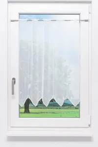 Штора для кафе, кружево Плауэн - завиток (Ш x В) 97,20 см * 80 см, желтый/светло-желтый Plauener Spitze