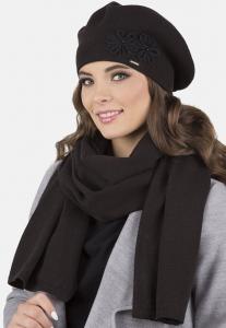 Шапка 7007 BERET AND SCARF SET Vivisence, цвет black