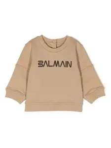 Толстовка с логотипом Balmain Kids, коричневый