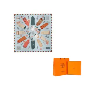 HERMES Шёлковый шарф женский небесно-голубой, Sky Blue