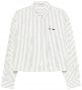 Полосатая поплиновая рубашка Miu Miu, кремовый