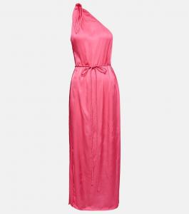 Атласный кафтан Isabelle на одно плечо POUPETTE ST BARTH, розовый