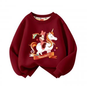 Детская толстовка с круглым вырезом, утолщенные и на флисовой подкладке Disney, [thickened and fleece-lined]di du ma mi ni бордовый