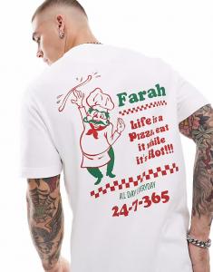 Футболка Фарах Повис белого цвета с принтом пиццерии на груди и спине