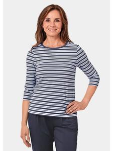 Полосатая рубашка с вырезом-лодочкой в темно-синем / белом / полосатом цвете GOLDNER