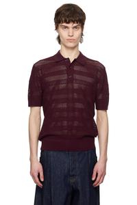 Поло бордового цвета с открытой вязкой Dries Van Noten