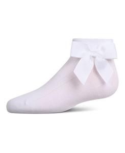 Детские носки с бантиком в рубчик на щиколотке MeMoi, White