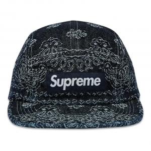 Бандана Supreme из жаккардовой джинсовой ткани, кепка-бейсболка, цвет индиго