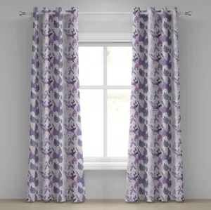 Шторы на люверсах ABAKUHAUS с цветочным рисунком, лиственные листья в фиолетовых тонах, нежные винтажные абстрактные природные растения, декоративные двухпанельные шторы, 280 см x 245 см, лавандово-фиолетово-бежевый цвет