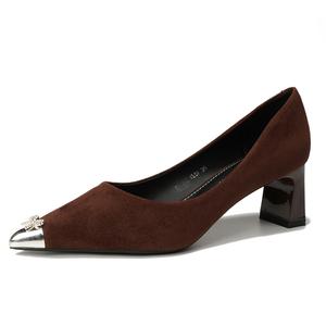 QITUMAUL Женские туфли на высоком каблуке коричневые [высота каблука 5,5 см], цвет Brown[Heel Height 5.5cm]