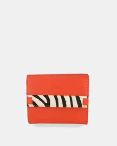 маленький женский кошелек YANCCI, из красной кожи с зебровым украшением на конце клапана Yancci