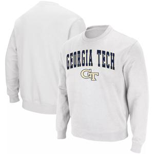Мужской белый саржевый пуловер Georgia Tech Yellow Jackets Arch & Logo Tackle Толстовка Colosseum
