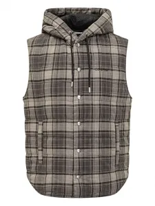 Жилет с капюшоном в клетку Off-White, серый