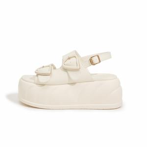 Milan love song Сандалии на ремешках 7,5 см женские черные экрю, цвет Ecru