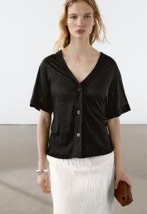 Блузка на пуговицах SHORT SLEEVE Massimo Dutti, черный