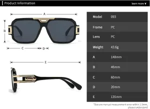 Солнцезащитные очки Melrose Oversized Punk для женщин, 2024 год, роскошные дизайнерские винтажные панк-очки для женщин, Clear Grey