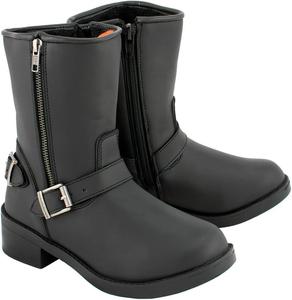 No Brand Женские классические байкерские ботинки Milwaukee Leather MBL9475 черного цвета, стиль инженер, для мотоциклистов, с боковой молнией - размер 8