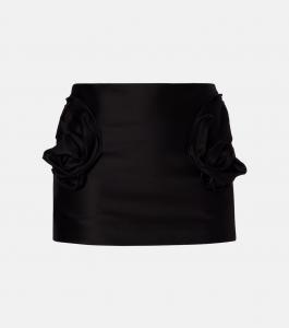 Мини-юбка из хлопка с цветочной аппликацией Magda Butrym, черный