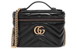 Кожаная сумка Marmont Flat Box, миниатюрная женская сумка через плечо, черная GUCCI